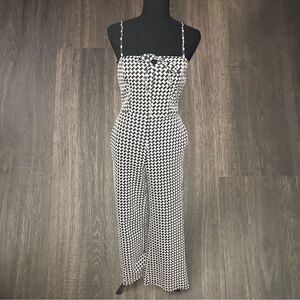 Hashtag Black & White Asymmetrical Wide-Leg Jumpsuit